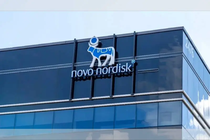 Novo Nordisk Logo on top of building
